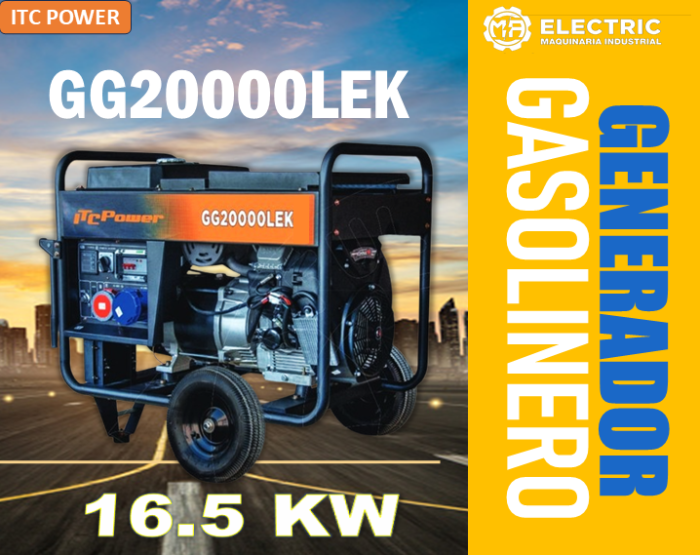 GENERADOR GASOLINERO MONOFÁSICO GG20000LEK 16.5KW | ITC POWER - Imagen 1
